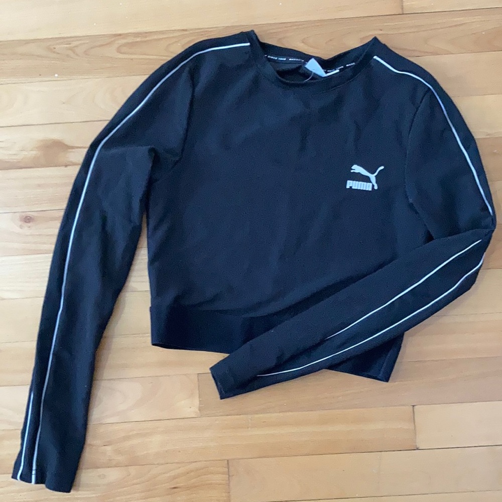 Puma ribbed long sleeve crop top